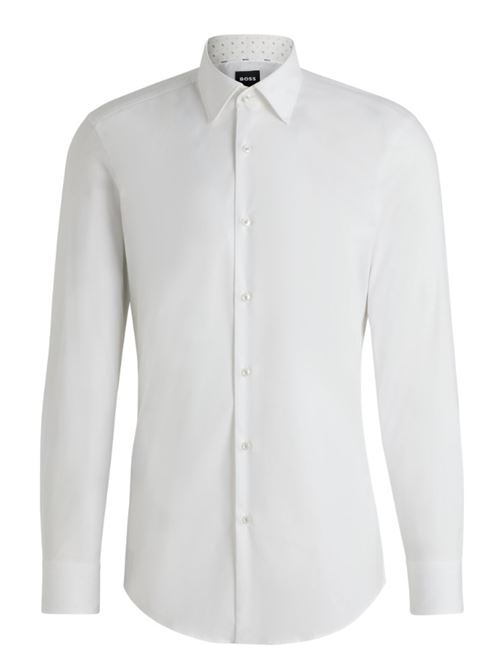 Slim-fit shirt in easy-iron stretch-cotton poplin BOSS | 50538949 H-HANK-KENT-C3-214.100